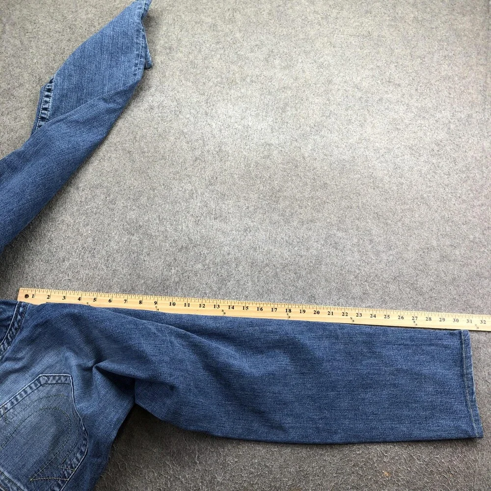 True Religion Geno Jeans Mens 34 Blue Medium Wash Relaxed Slim Straight Denim